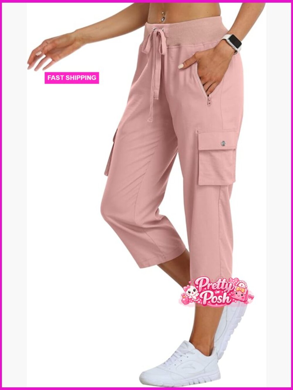 Lightweight Quick Dry Cargo Capris Hiking Pants With Zipper Pockets